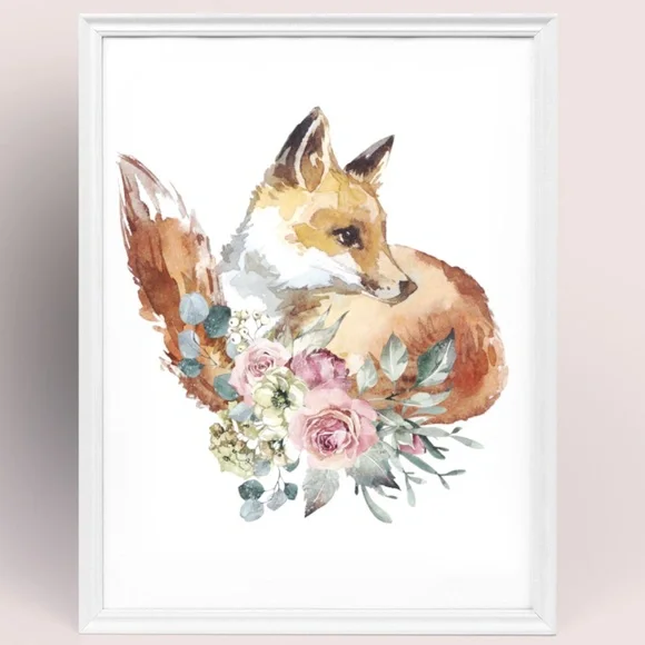 Watercolor Red Fox Wall Art Print Poster Illustration Unframed - Picture 11 of 17